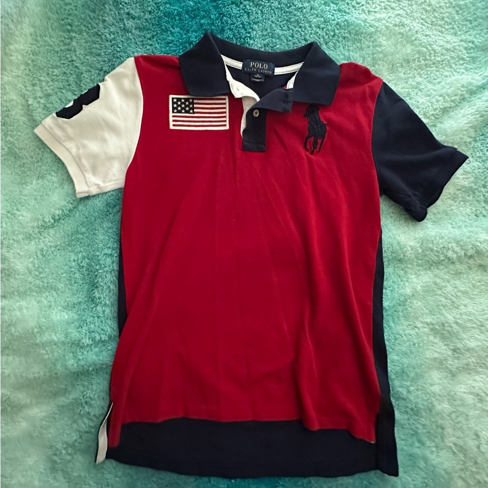 Ralph Lauren Polo BIG PONY / FLAG Polo Shirt M(10-12)